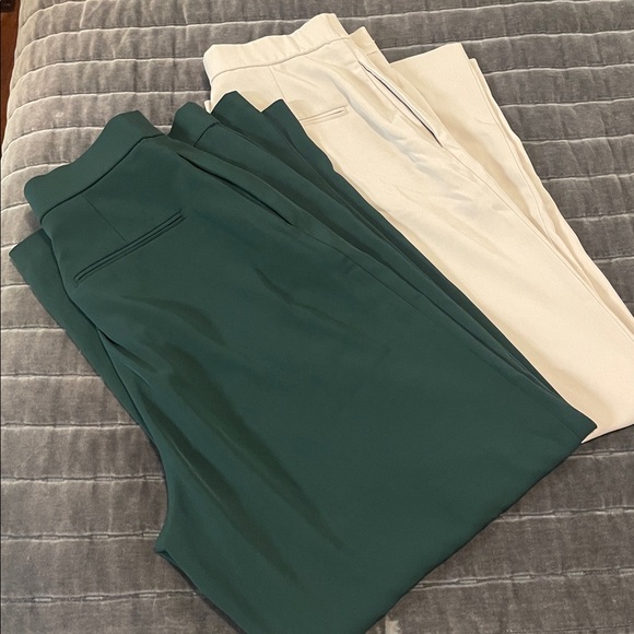 BUNDLE 2 Uniqlo Dark Green and Cream Pants - Picture 1 of 6